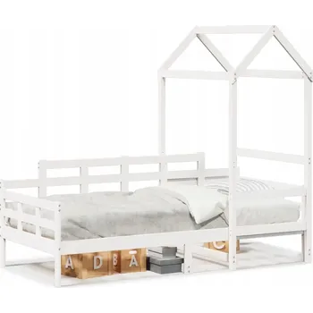 Zahradní lehátko Bílé dřevěné lehátko se stříškou 203,5 x 88 x 76 cm, masivní borovicové dřevo