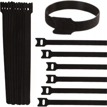 Stahovací páska SILVERCREST Suchý zip, stahovací pásky různých délek, ČERNÉ - 50 ks