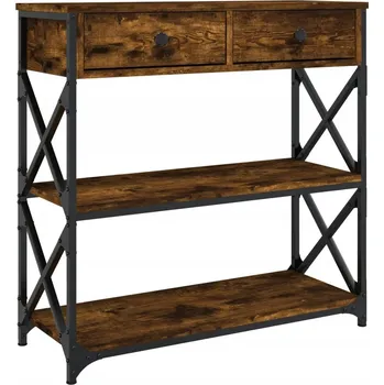 Konferenční stolek Konzolový stolek s kovovým rámem a nastavitelnými nožičkami, kouřový dub, 7