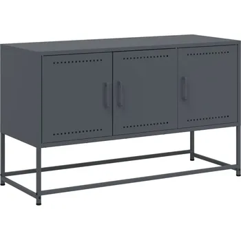 Televizní stolek TV stolek industriální, ocelový, antracitový, 100,5x39x60,5 cm