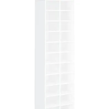 Botník Stojan na boty s 22 policemi, materiál dřevotříska, bílý, 54x34x183 cm