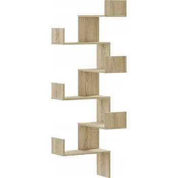 police Rohová nástěnná police, dub sonoma, 45 x 45 x 147 cm, max. nosnost 60 kg