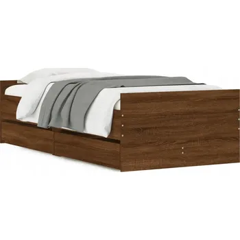 Postel Rám postele s šuplíky, hnědý dub, 193 x 78 x 50 cm