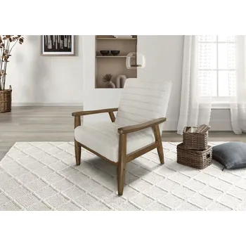 Křeslo Retro křeslo SHAZAM, bílý beránek/ořech