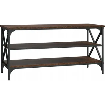 Televizní stolek TV stolek z materiálu na bázi dřeva a železného rámu, hnědý dub, 100x4