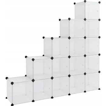 Knihovna Kostkový regál s 15 moduly Průhledný 155x32x153,5 cm