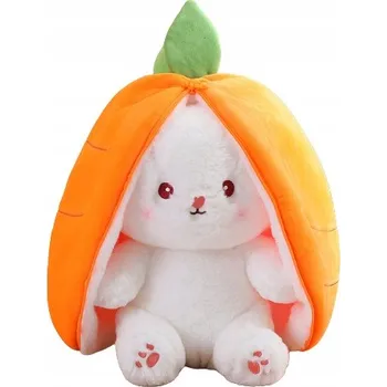 plyšák PLYŠOVÁ HRAČKA KRÁLÍK MRKEV JAHODA HRAČKA PLYŠÁK POLŠTÁŘ 2v1 35cm VELKÝ