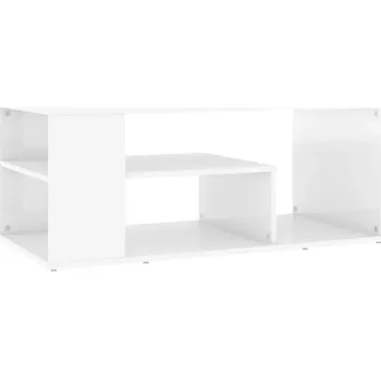 Konferenční stolek Konferenční stolek s policemi, bílý vysoký lesk, 100x50x40 cm