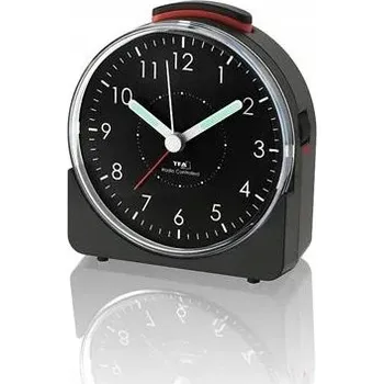 Budík Budík TFA Dostmann černý analogový rádiem řízený