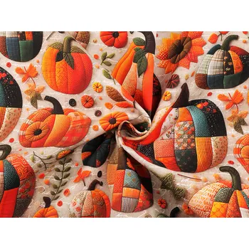 Bavlněná látka / plátno s digitálním tiskem dýně / podzim