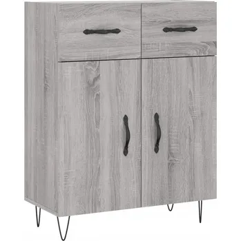 Komoda Skříňka s dvířky a kovovýma nohama, šedý dub sonoma, 69,5x34x90 cm