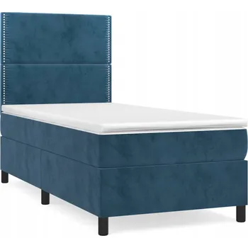 Postel Kontinentální postel 203 x 100 x 118/128 cm tmavě modrá s matrací 100