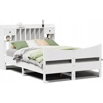 Postel Bílý rám postele z borovice, 228,5 x 166 x 110 cm, s přihrádkami a zásuvkami