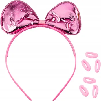 Čelenka KOSMETICKÁ SADA ČELENKA DO VLASŮ S MAŠLÍ, BRÝLE, GUMIČKY, SPONKY - RŮŽOVÁ