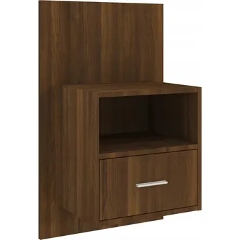 Noční stolek Závěsný noční stolek z dřevěného materiálu, hnědý dub, 48,5x32