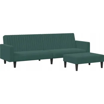 Pohovka Relaxační set 2 v 1 Sametový, Pohovka a Podnožka, Tmavě zelená, 220x