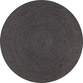 Koberec Ručně pletený jutový koberec, tmavě šedý, Ø 150 cm