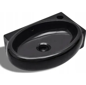 Umyvadlo Keramické umyvadlo na zeď, černé, 410x280x125 mm, Otvor pro baterii 3,5 cm