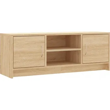 Televizní stolek TV stolek z dřevotřísky, 4 přihrádky, dub sonoma, 102x30x37,5 cm