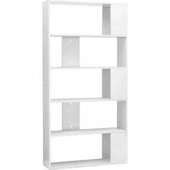 Knihovna Knihovna s 5 policemi, bílý lesk, 80x24x159 cm