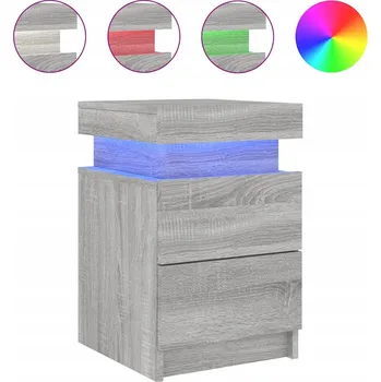 Noční stolek Noční stolek s LED osvětlením, šedý dub sonoma, 35 x 39 x 55 cm