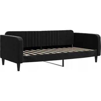 Pohovka Černá rozkládací pohovka z aksamitu 223 x 100 x 75 cm