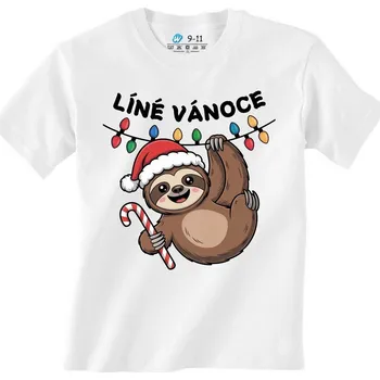 Chlapecké tričko Dětské tričko Líné Vánoce Mládě Lenochoda (Velikost: 7-8, Barva: Bílá)