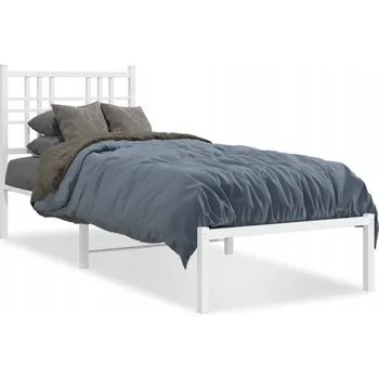 Postel Bílý kovový rám postele 207 x 85 x 90 cm s úložným prostorem
