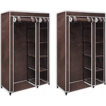 Šatní skříň Skládací látková Skříň 110x45x175 cm, hnědá, 2 kusy