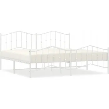 Postel Bílý kovový rám postele 207 x 198 x 98 cm s čelem a nožní deskou