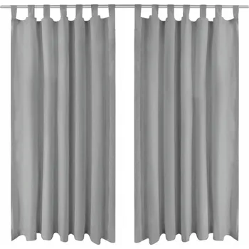 Obraz Závěsy z mikrosaténu, šedé, 140 x 175 cm, s poutky, 2 kusy