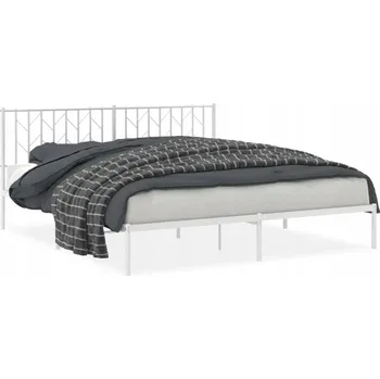 Postel Bílý kovový rám postele 219 x 187 x 90 cm z oceli, bez matrace