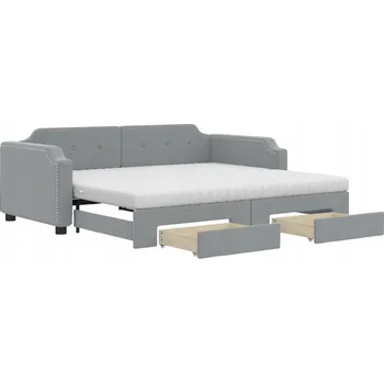 Pohovka Rozkládací pohovka s úložnými zásuvkami, světle šedá, 223 x 110 x 66,5 cm