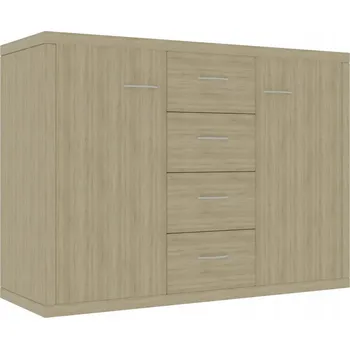 Komoda Minimalistická komoda se 4 zásuvkami a 2 dvířky, Dub Sonoma, 88x30x65