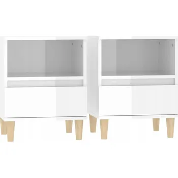 Noční stolek Noční stolek z eukalyptového dřeva, bílý, 40x35x50 cm