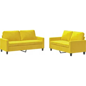 Sedací souprava Sedací souprava z sametu Žlutá, 2 2-místné pohovky, 138/158x77x80 cm
