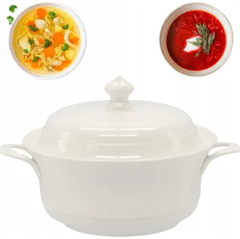 Váza WAZA DO ZUPY BIAŁA 2,5L z POKRYWKĄ WAZA NA POLÉVKU BÍLÁ PORCELÁN ALMA