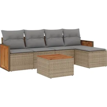 Zahradní sestava Béžová zahradní sedací souprava z PE ratanu, 5 dílů, modulární