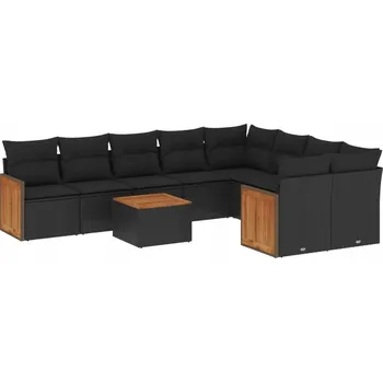 Zahradní sestava Modulární zahradní nábytek se sedáky, černý, PE ratan