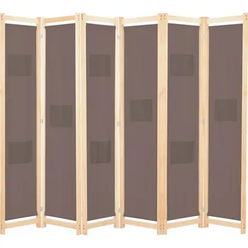 Paraván Stylový Paraván se 6 panely, hnědý, 240 x 170 x 4 cm, dřevo