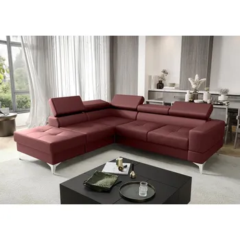 Sedací souprava Nábytek PEGAS s.r.o. Rohová Kožená sedací souprava s funkcí spaní TOSCANIA II průměr 30x250 - červená , levá