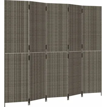 Paraván Paraván z polyratanu šedý 245x200cm, 5 dílný