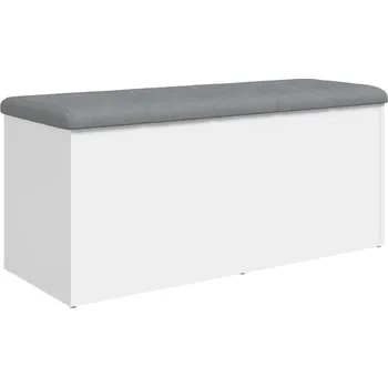 Lavice s úložným prostorem a polštářem, bílá, 102x42x45 cm