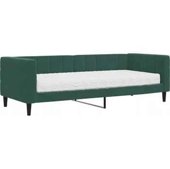 Pohovka Tmavě zelená rozkládací pohovka 2v1 s matrací 223 x 90 x 68 cm