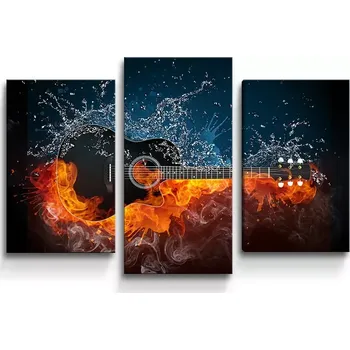Obraz Sablio Obraz - 3-dílný Ohnivá kytara - 75x50 cm