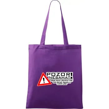 Pozor nesahat - moje žena - Taška bavlněná - 42 x 38 cm ( Fialová )