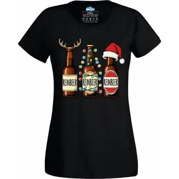 Dámské tričko Dámské tričko Vánoční Sobí Lahváče REINBEER (Velikost: XXL, Barva: Černá)