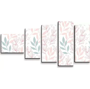 Obraz Sablio Obraz - 5-dílný Růžové a modré lístky - 100x60 cm