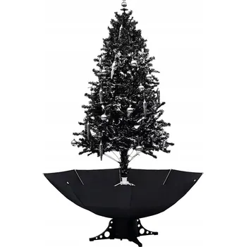 Vánoční stromek Umělý Vánoční Stromeček Zasněžený s Ozdobami a LED Osvětlením, 190 cm, Černý