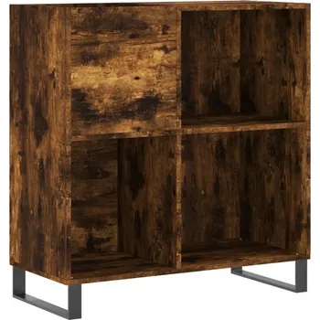 Komoda Skříňka na vinylové desky s železnýma nohama, kouřový dub, 84,5x38x89 cm